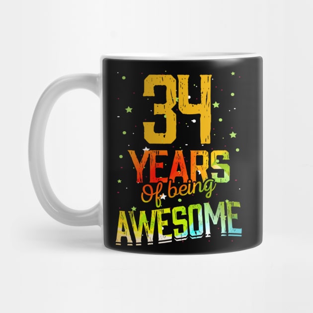 34 Years Of Being Awesome Gifts 34th Anniversary Gift Vintage Retro Funny 34 Years Birthday Men Women by nzbworld